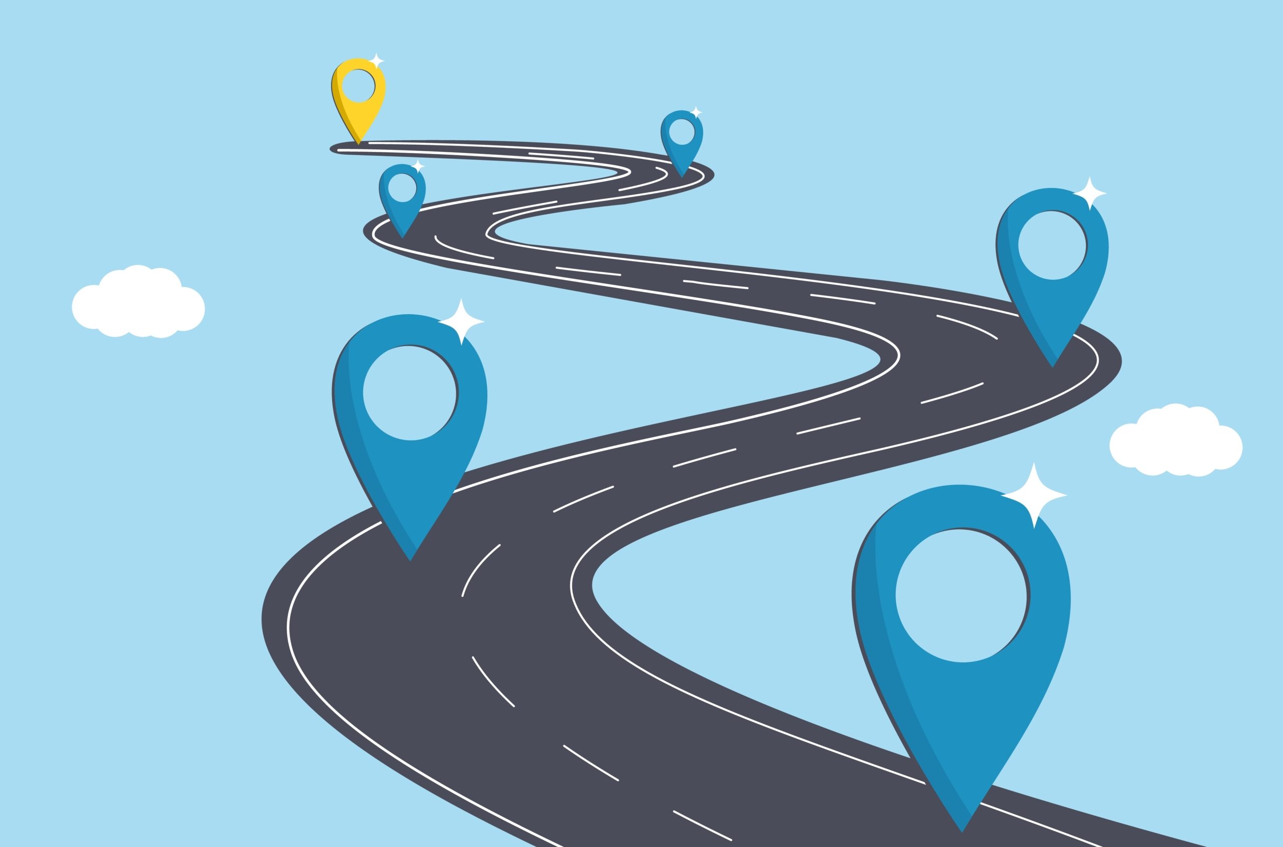 Image of a road with multiple pinpoints